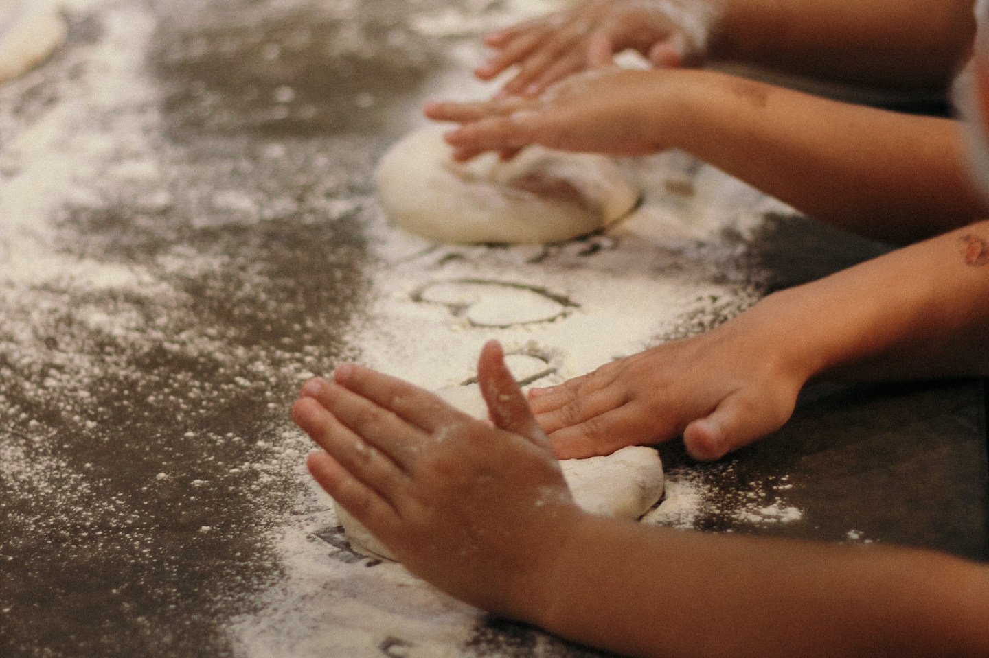 children making bread